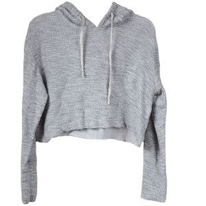 Brandy Melville | Terry Cropped Hoodie Sweatshirt Grey One Size Pullover Sweater